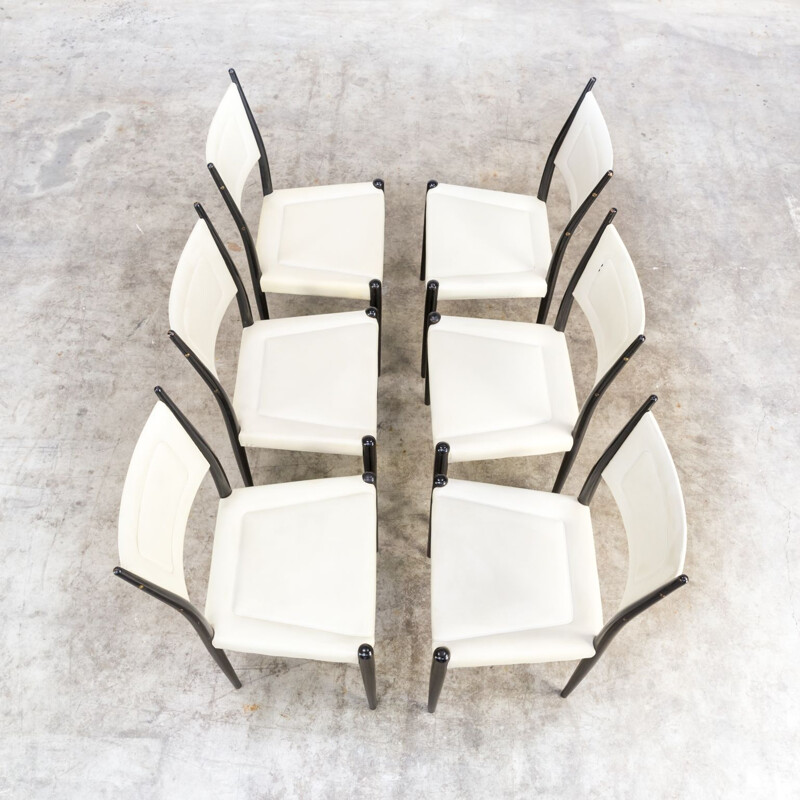 Set of 6 white chairs by G-Plan