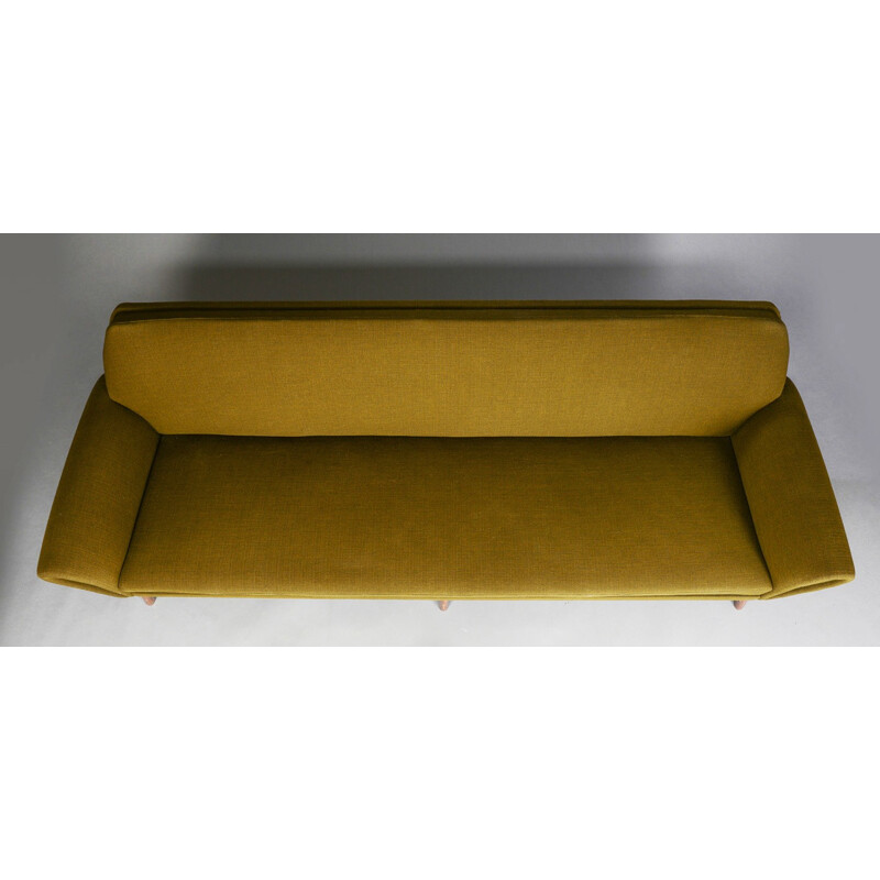 Scandinavian 3-seater sofa in teak and green wool, Johannes ANDERSEN - 1950s