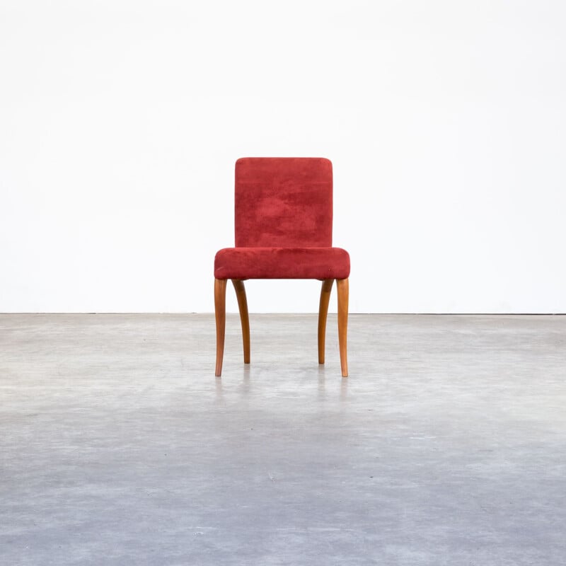 Set of 6 red chairs by Marconato and Zappa