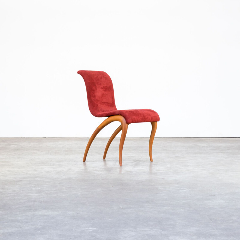 Set of 6 red chairs by Marconato and Zappa