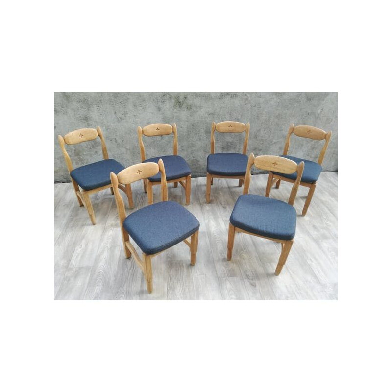 Set of 6 Lorraine chairs by Guillerme and Chambron