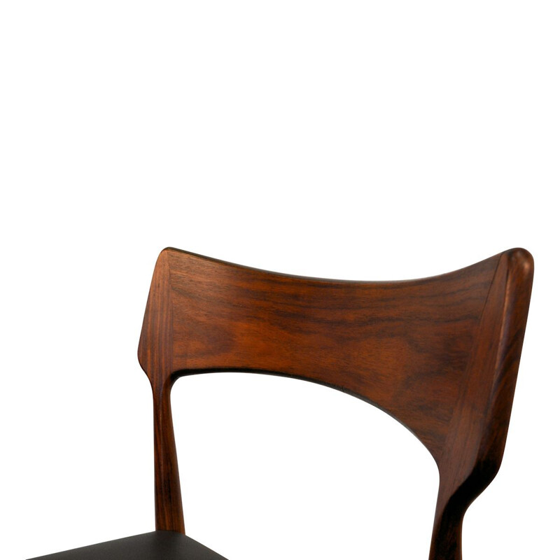 Set of 6 black chairs in rosewood by Bernhard Pedersen