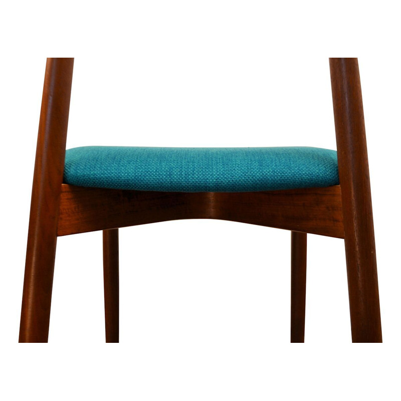 Set of 6 blue chairs in teak by Harry Ostergaard