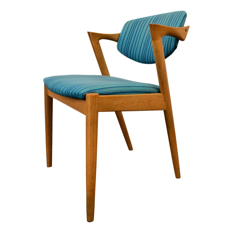 Set of 4 vintage blue chairs in oak by Kai Kristiansen