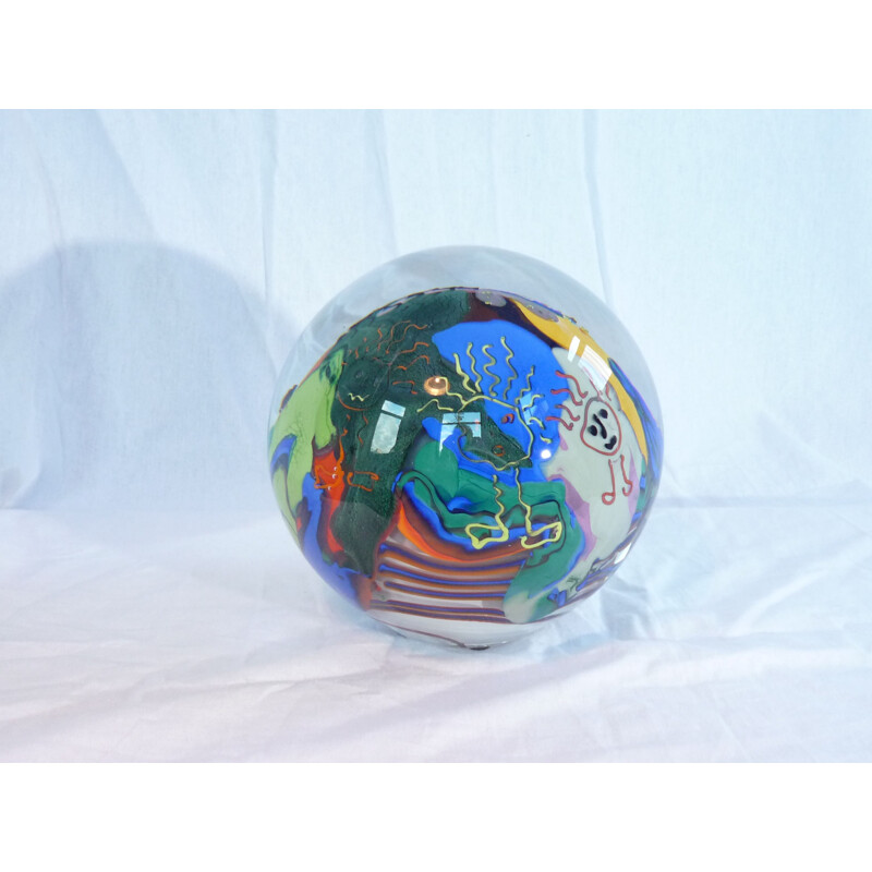 Vintage ball in blown glass by Helmut Huntsdorfer