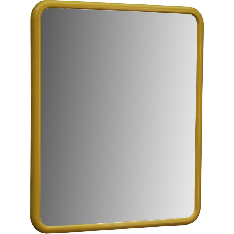 Miroir vintage français en plastique ABS jaune
