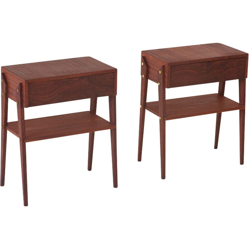 Set of 2 vintage Italian night stands in mahogany
