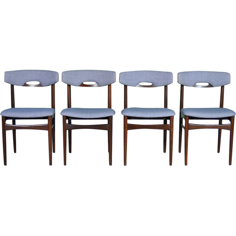 Set of 4 vintage dining chair in teak and Kvadrat's Umami fabric