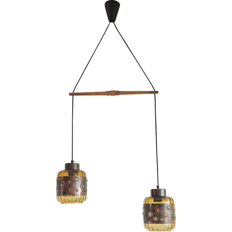 Vintage pendant light by Nanny Still for Raak in glass and copper 1960