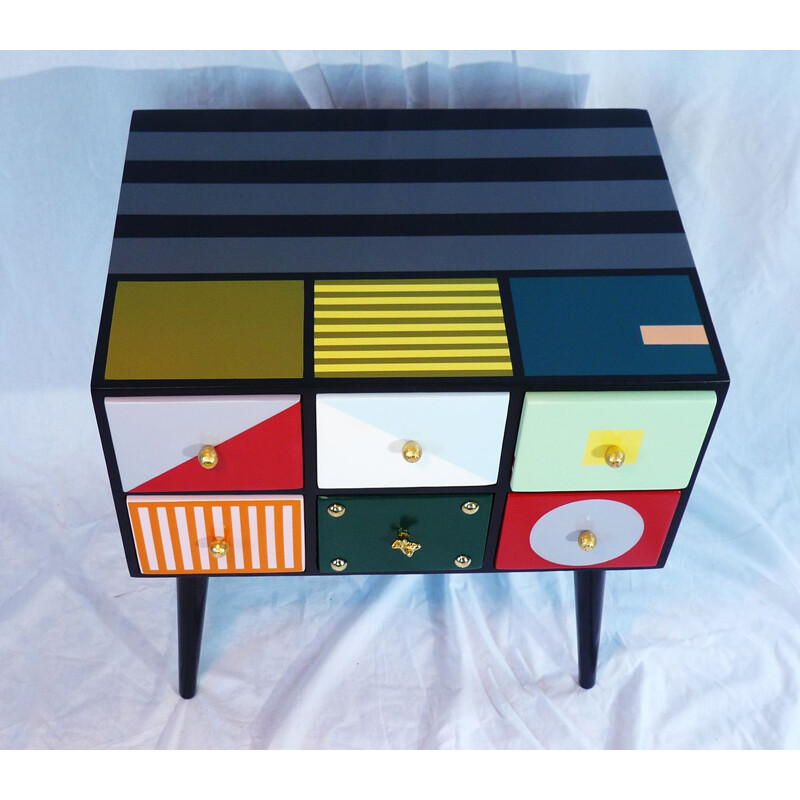 Vintage multicolored cabinet with lockers