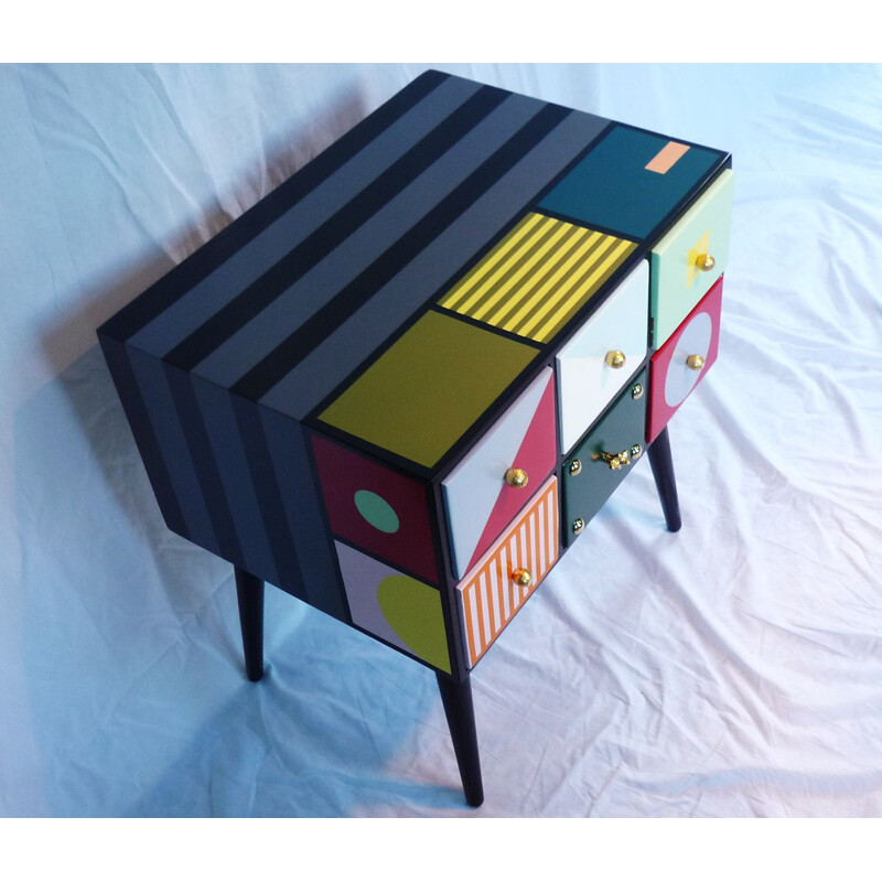 Vintage multicolored cabinet with lockers