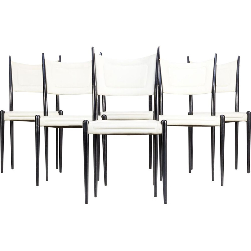 Set of 6 white chairs by G-Plan