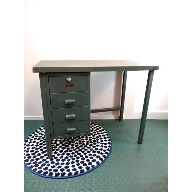 Vintage industrial desk in green steel