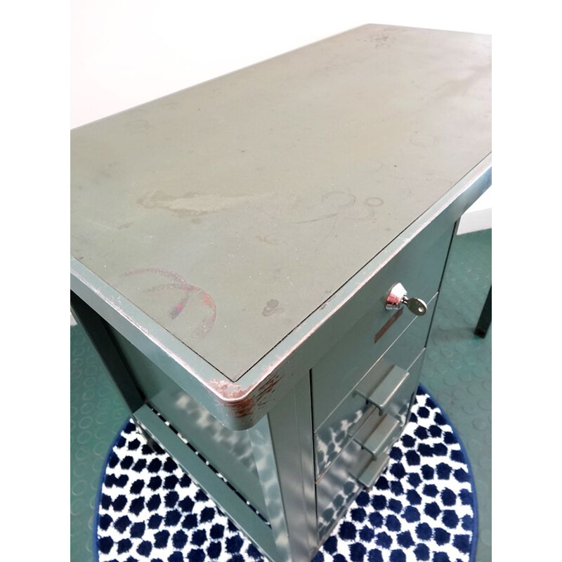 Vintage industrial desk in green steel