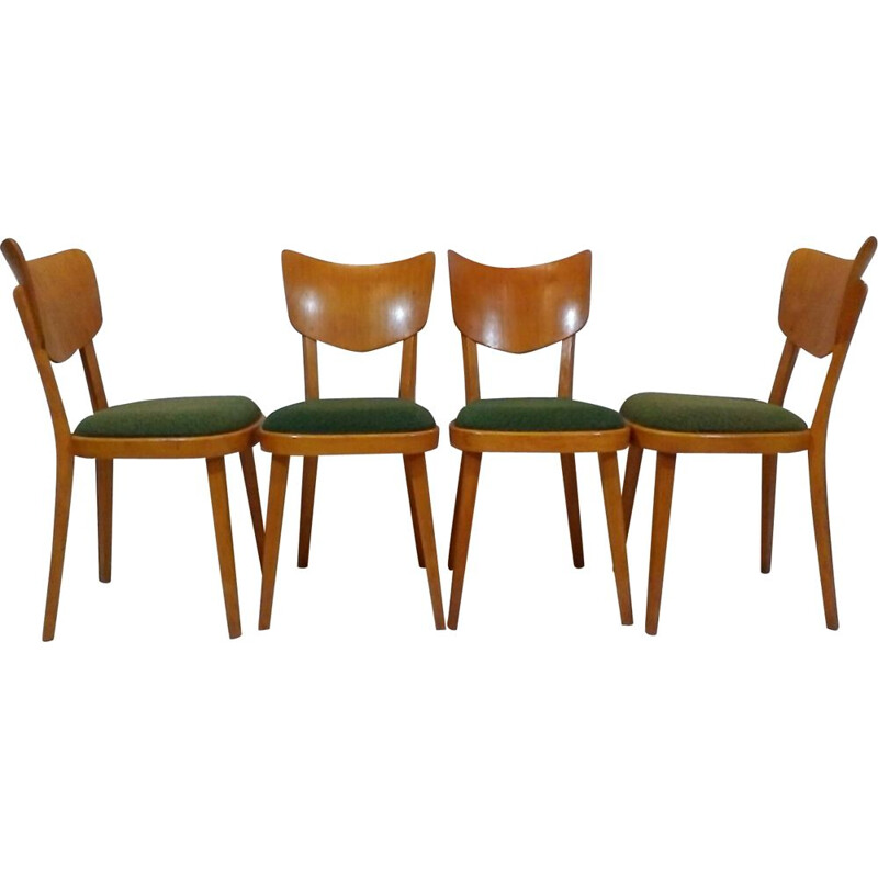 Set of 4 vintage Czech chairs by Ton