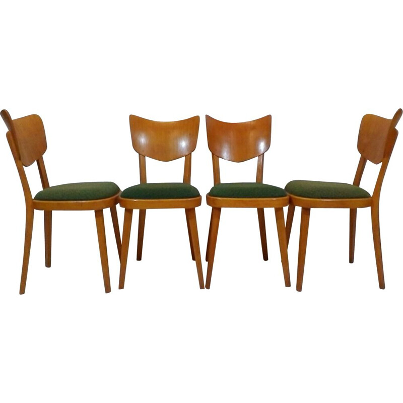 Suite di 4 sedie vintage ceche di Ton
