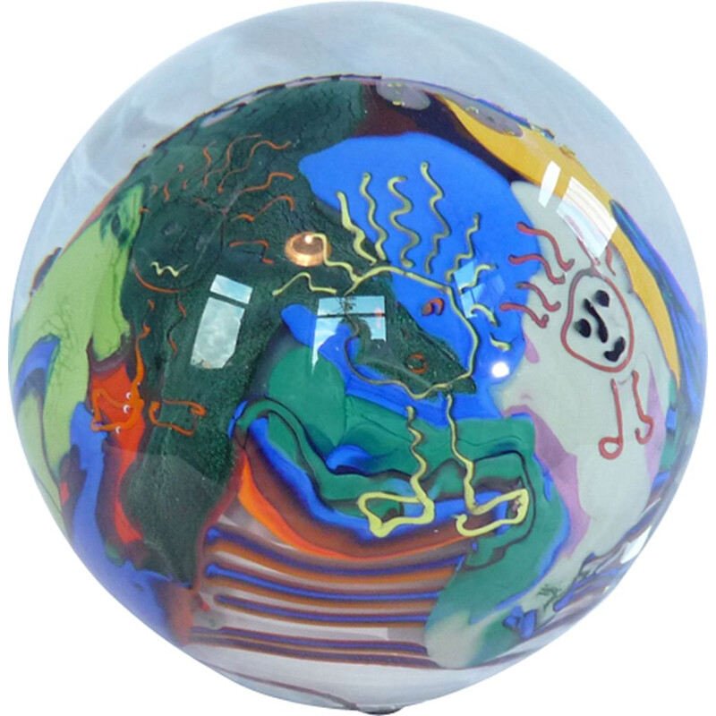 Vintage ball in blown glass by Helmut Huntsdorfer