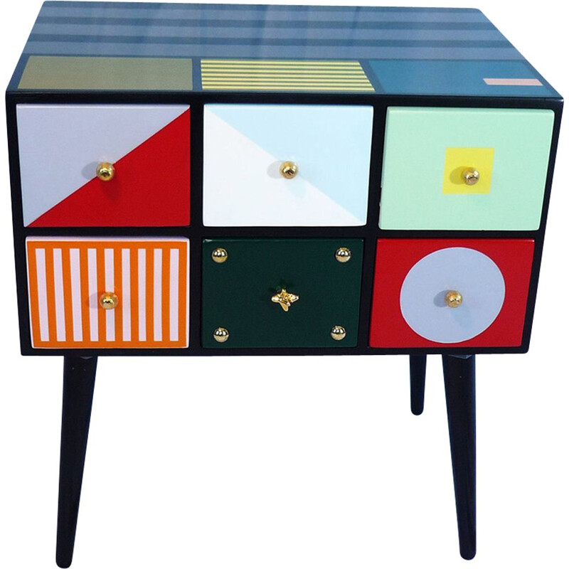 Vintage multicolored cabinet with lockers