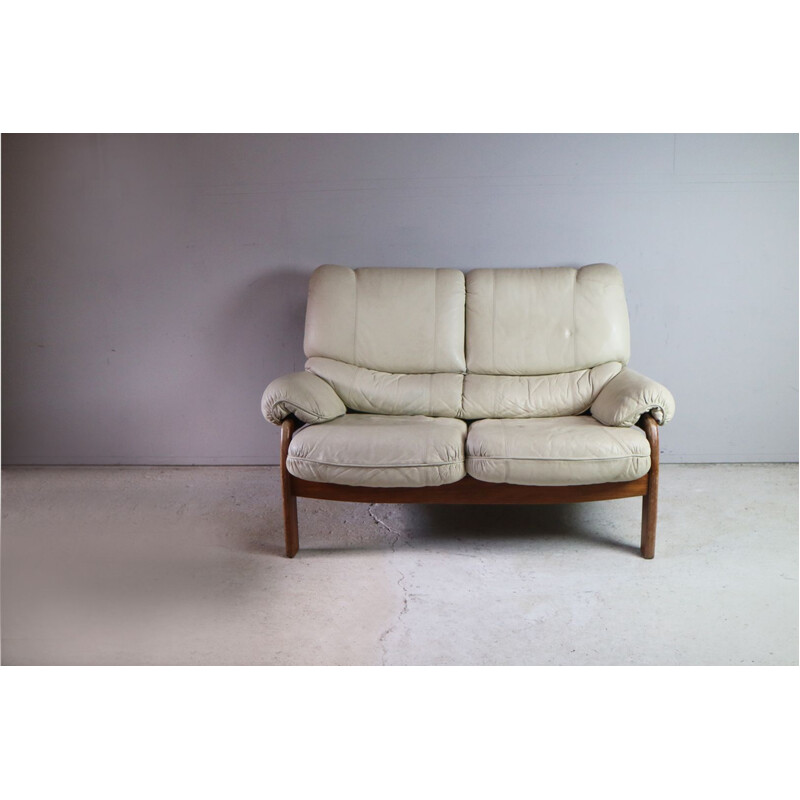 Vintage 2 seater sofa in white leather