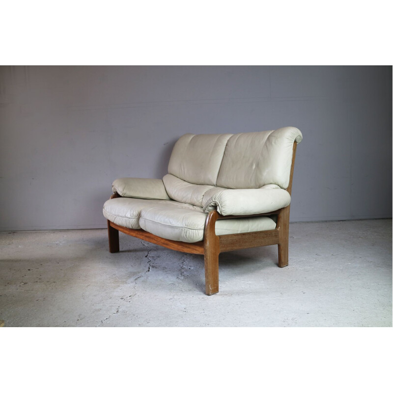 Vintage 2 seater sofa in white leather