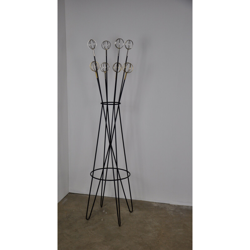 Vintage Astrobal coat rack by Roger Feraud in black metal