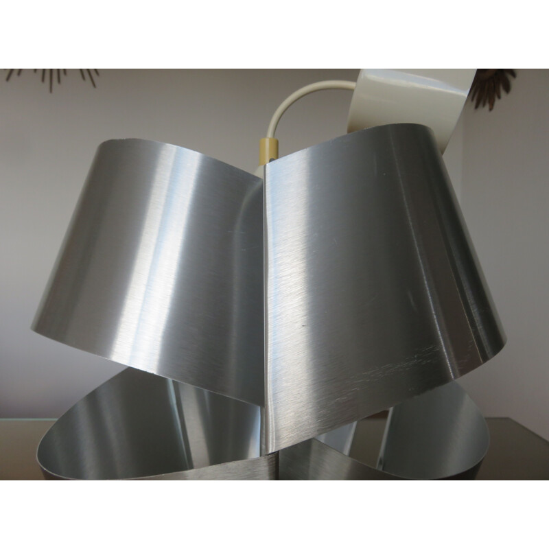 Vintage Max Sauze hanging lamp in aluminum and steel 1970