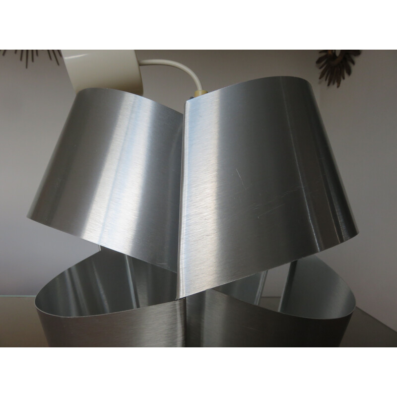 Vintage Max Sauze hanging lamp in aluminum and steel 1970