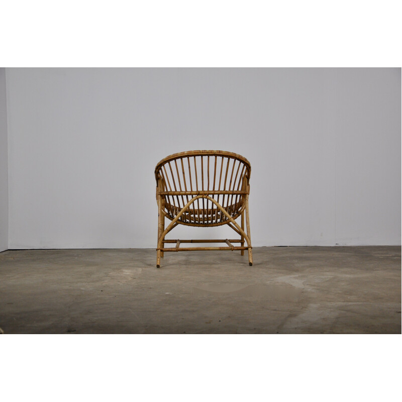 Vintage dutch armchair in rattan 1960