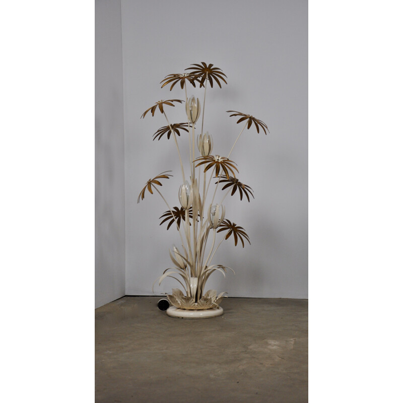 Vintage floral floor lamp in metal and gilding by Hans Kogl 1970