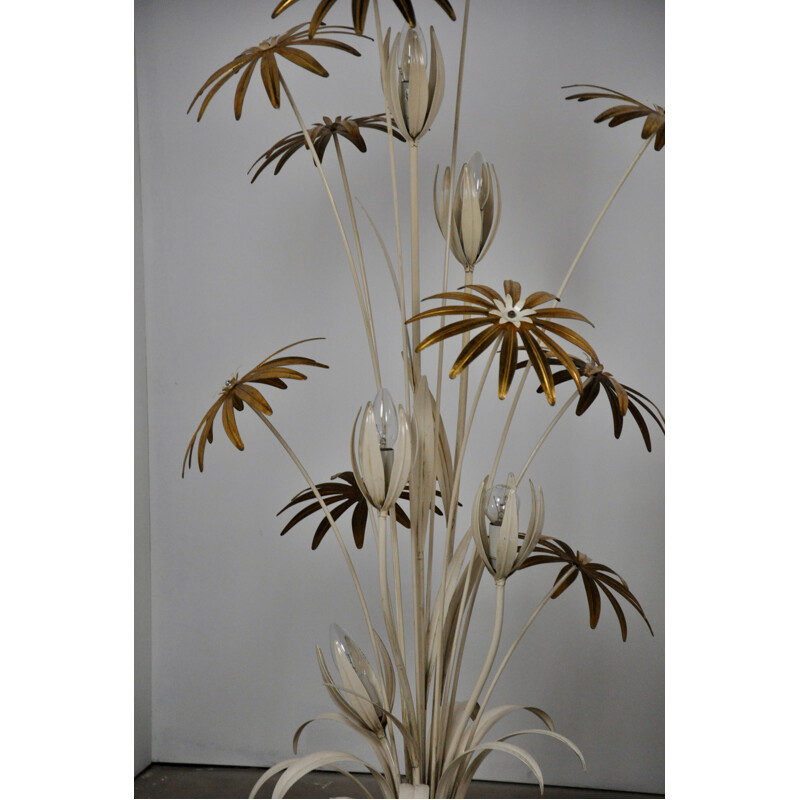 Vintage floral floor lamp in metal and gilding by Hans Kogl 1970