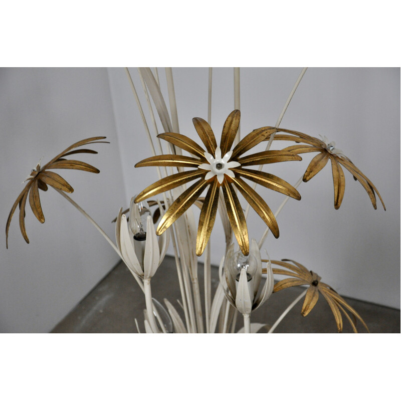 Vintage floral floor lamp in metal and gilding by Hans Kogl 1970