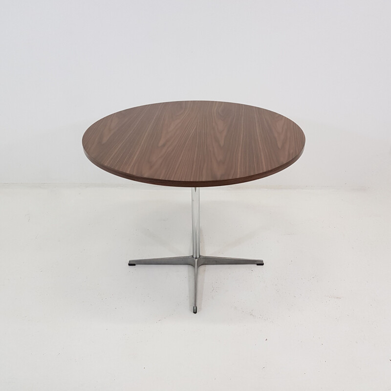 Vintage scandinavian table for Fritz Hansen in walnut and metal 1960