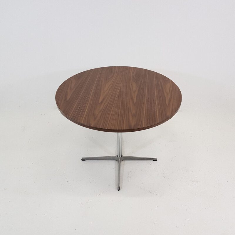 Vintage scandinavian table for Fritz Hansen in walnut and metal 1960