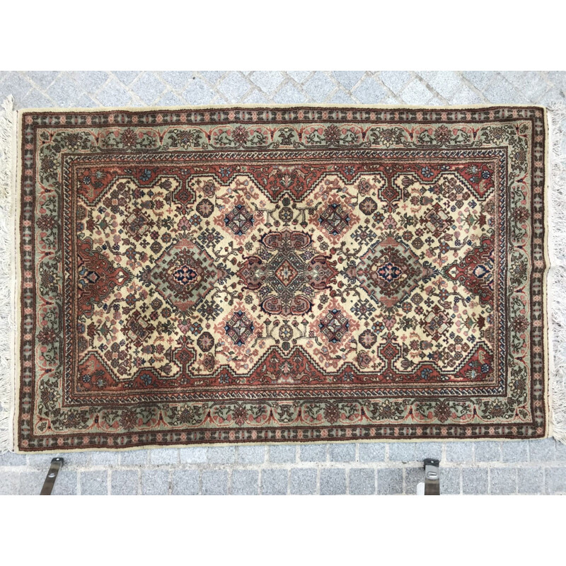 Vintage handmade Transylvania carpet in velvet and cotton