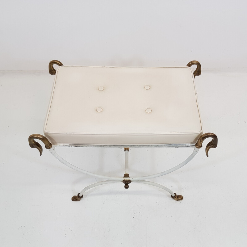 Ottoman curule neo classical metal and brass 1970