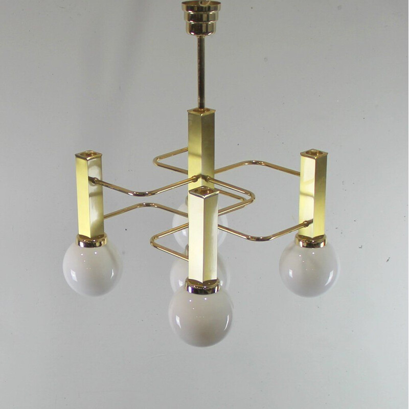 Vintage Italian chandelier in golden metal