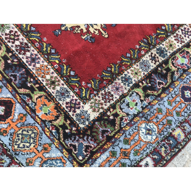 Vintage moroccan red carpet in wool and cotton 1950