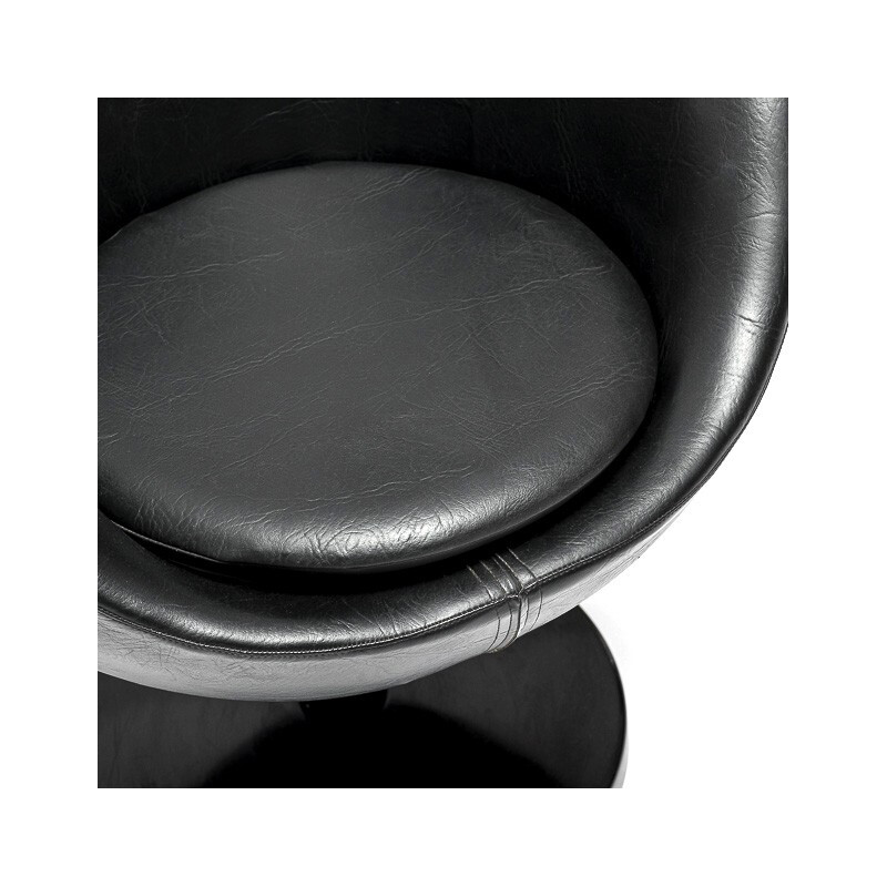 Luna armchair in black leatherette, Pierre GUARICHE, Meurop edition - 1960s