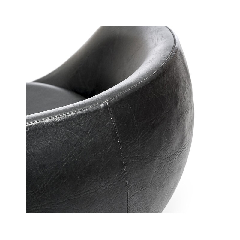 Luna armchair in black leatherette, Pierre GUARICHE, Meurop edition - 1960s