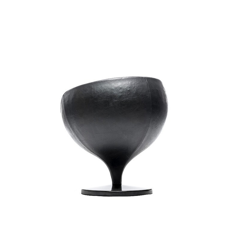 Luna armchair in black leatherette, Pierre GUARICHE, Meurop edition - 1960s