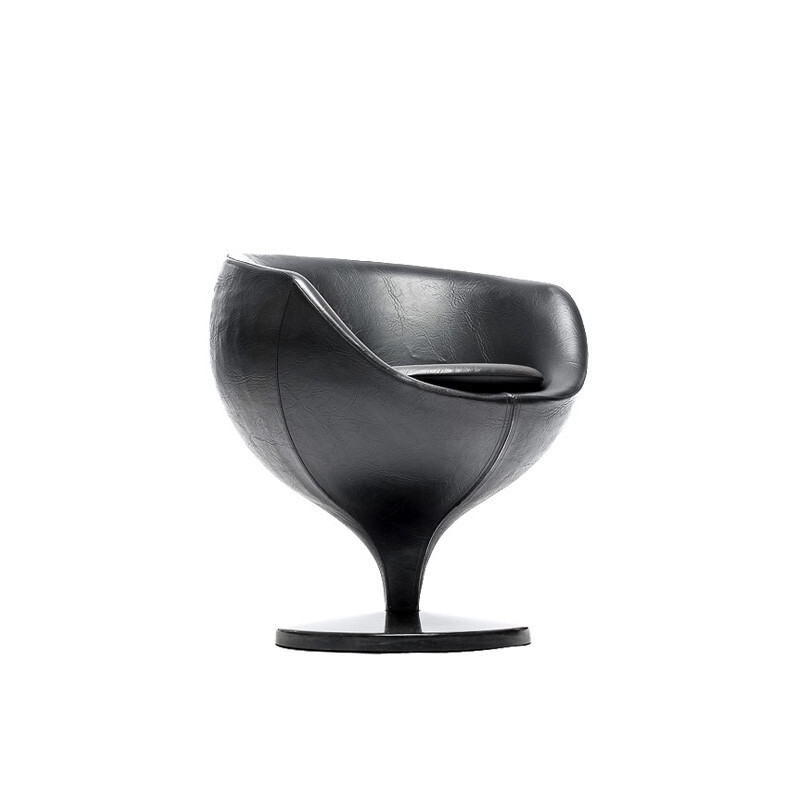 Luna armchair in black leatherette, Pierre GUARICHE, Meurop edition - 1960s