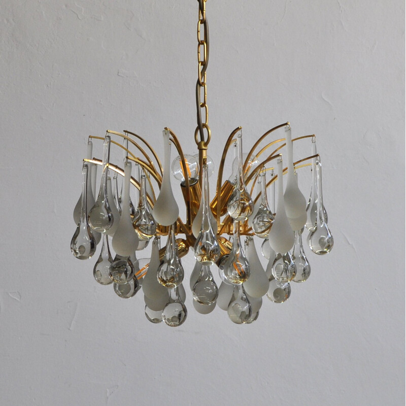 Vintage Murano glass drops chandelier by Paolo Venini for Venini