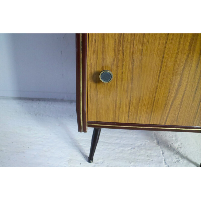 Table de chevet vintage en formica marron 1960