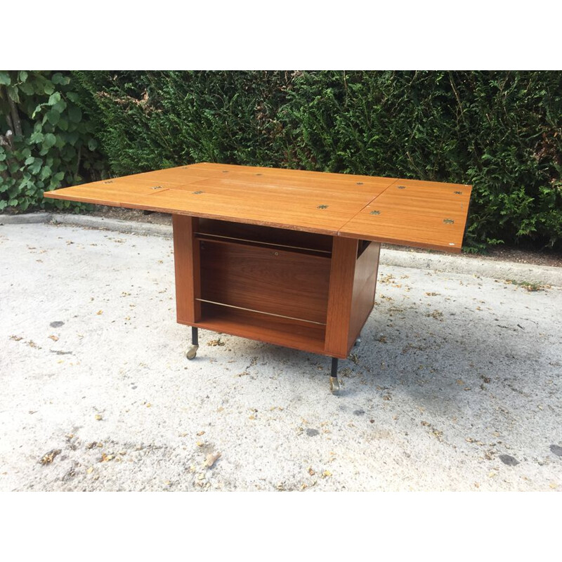 Vintage modular 3 in 1 dresser in wood and metal 1960