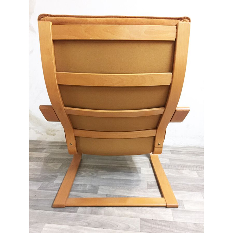 Vintage Poäng armchair for IKEA in leather and birchwood 1990