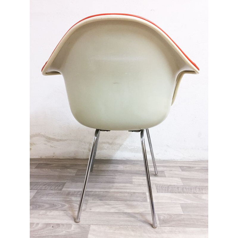 Vintage Eames DAX for Erman Miller orange leather and metal armchair