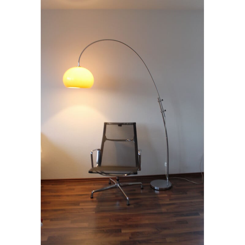 Vintage german adjustable arc floor lamp in metal 1970