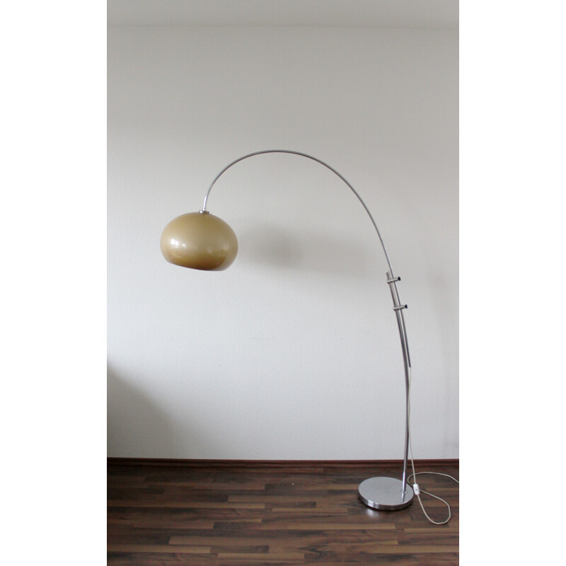 Vintage german adjustable arc floor lamp in metal 1970