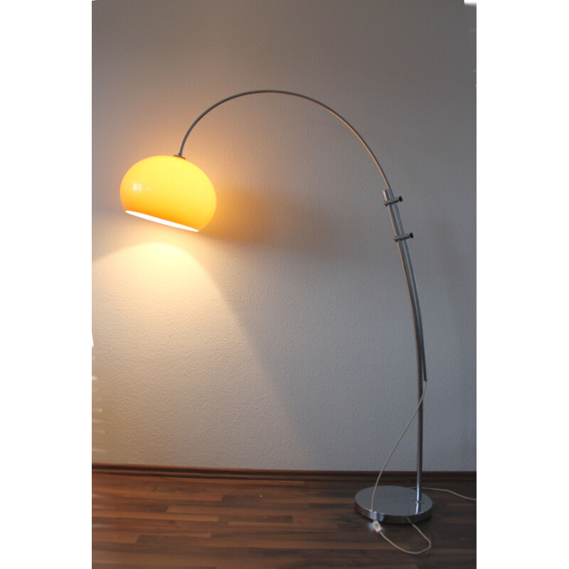 Vintage german adjustable arc floor lamp in metal 1970