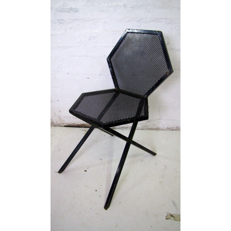 Vintage Hexagon chair in black metal